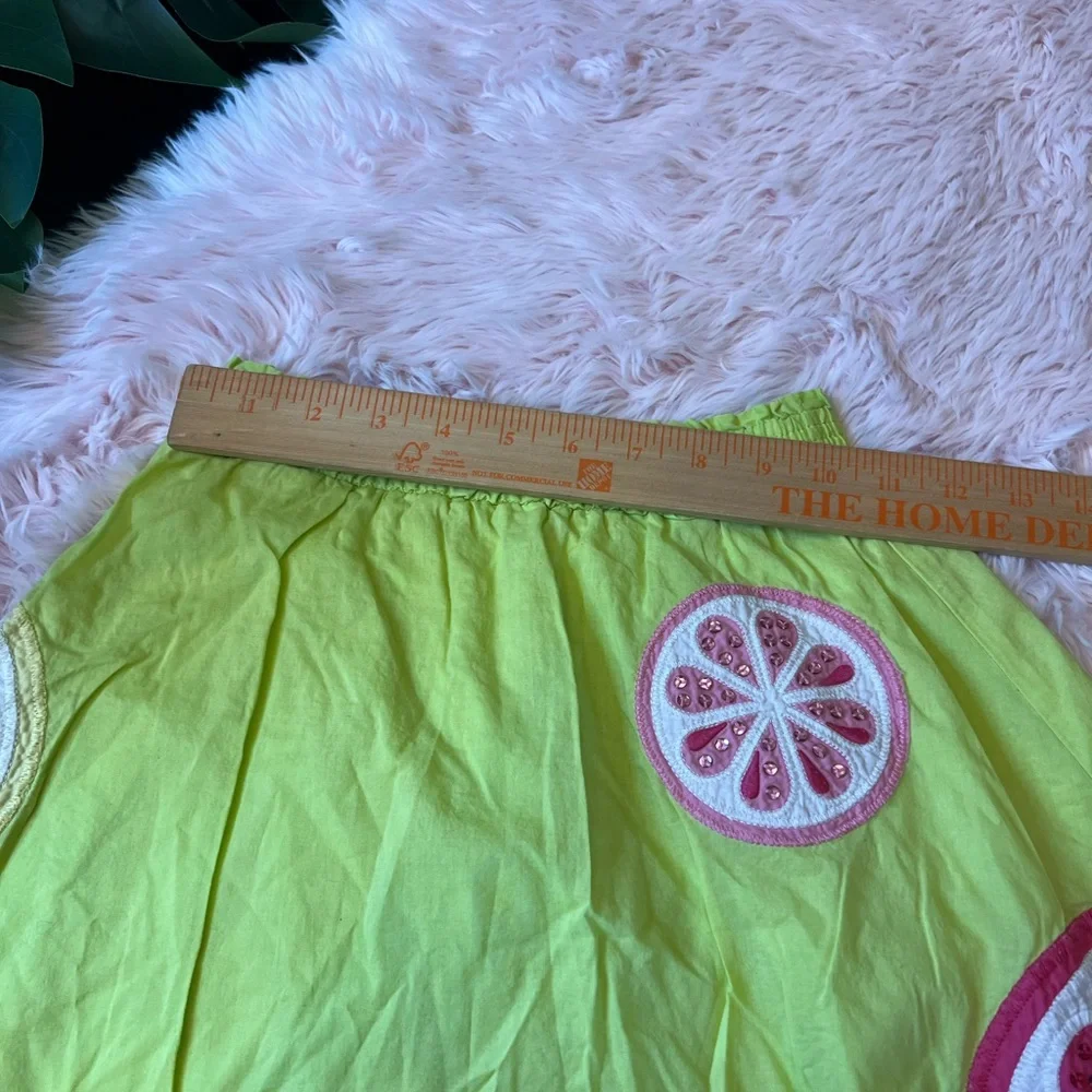 Vintage Gymboree Citrus Cooler Green Skater Skirt Sz 7 Sequins Embroidery